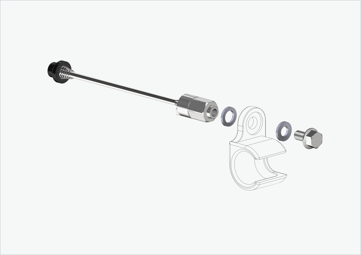 Quick-release axle with universal adapter | clamping length 154mm - 165mm