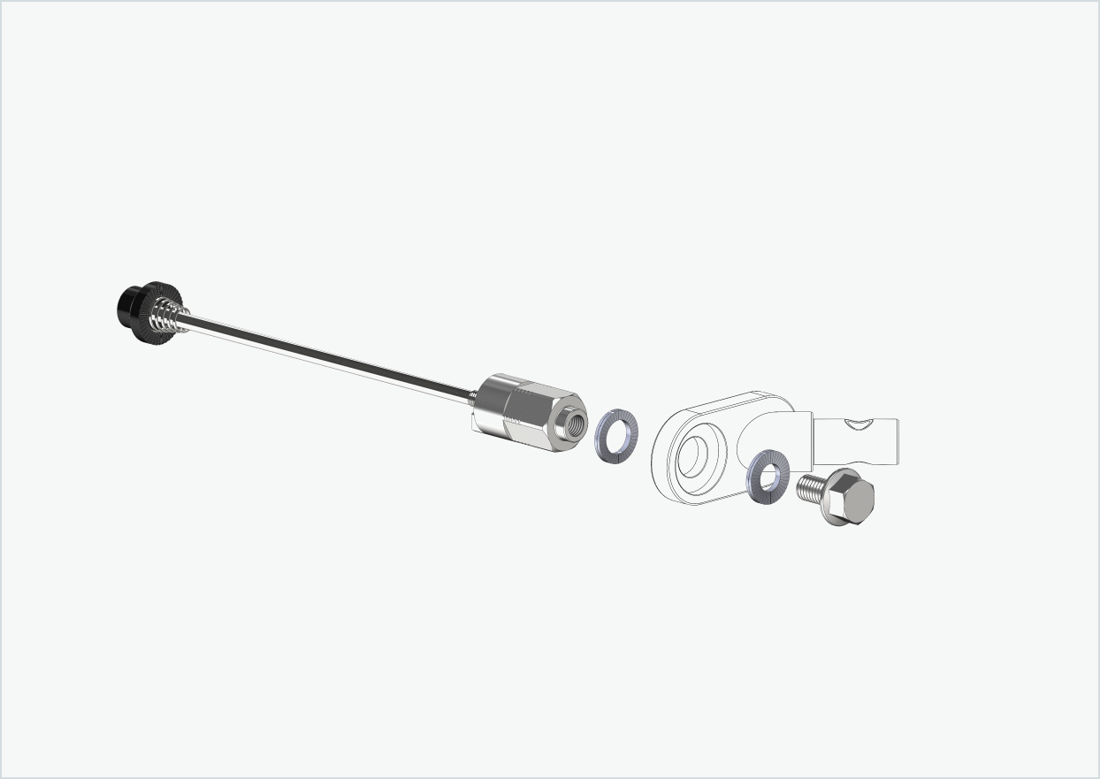 Quick-release axle with universal adapter | clamping length 154mm - 165mm