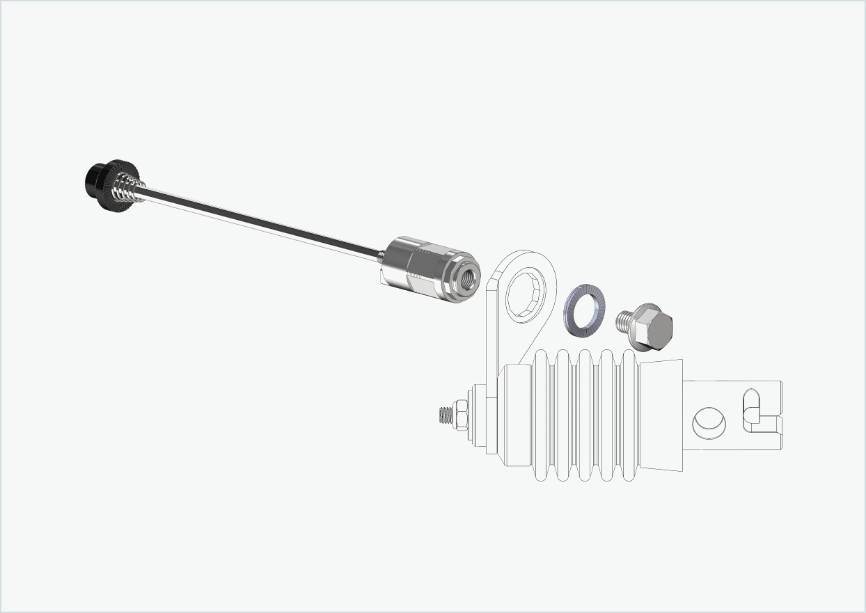 Quick-release axle with polygon adapter | clamping length 154mm - 165mm