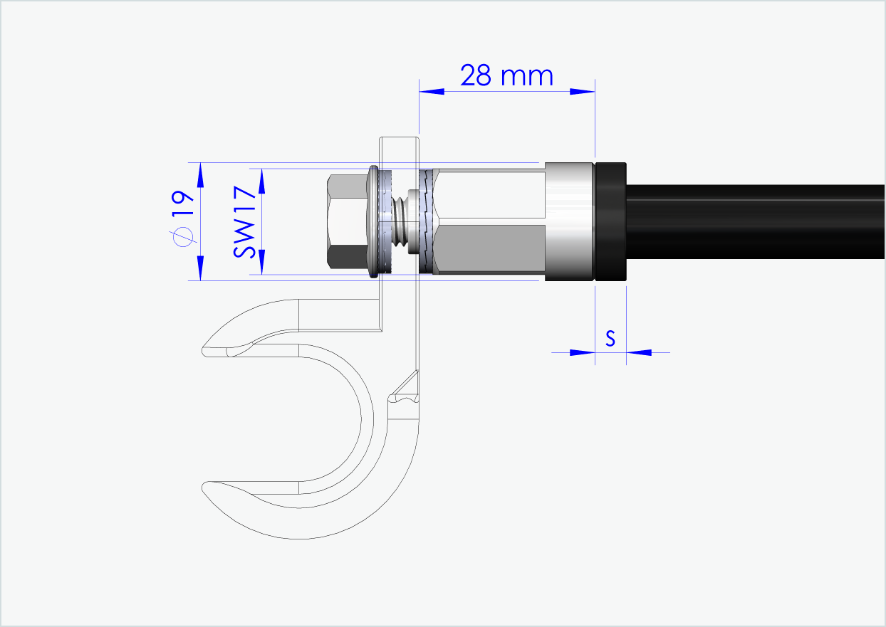 Thru axle with adapter Universal / M12 x 1.00