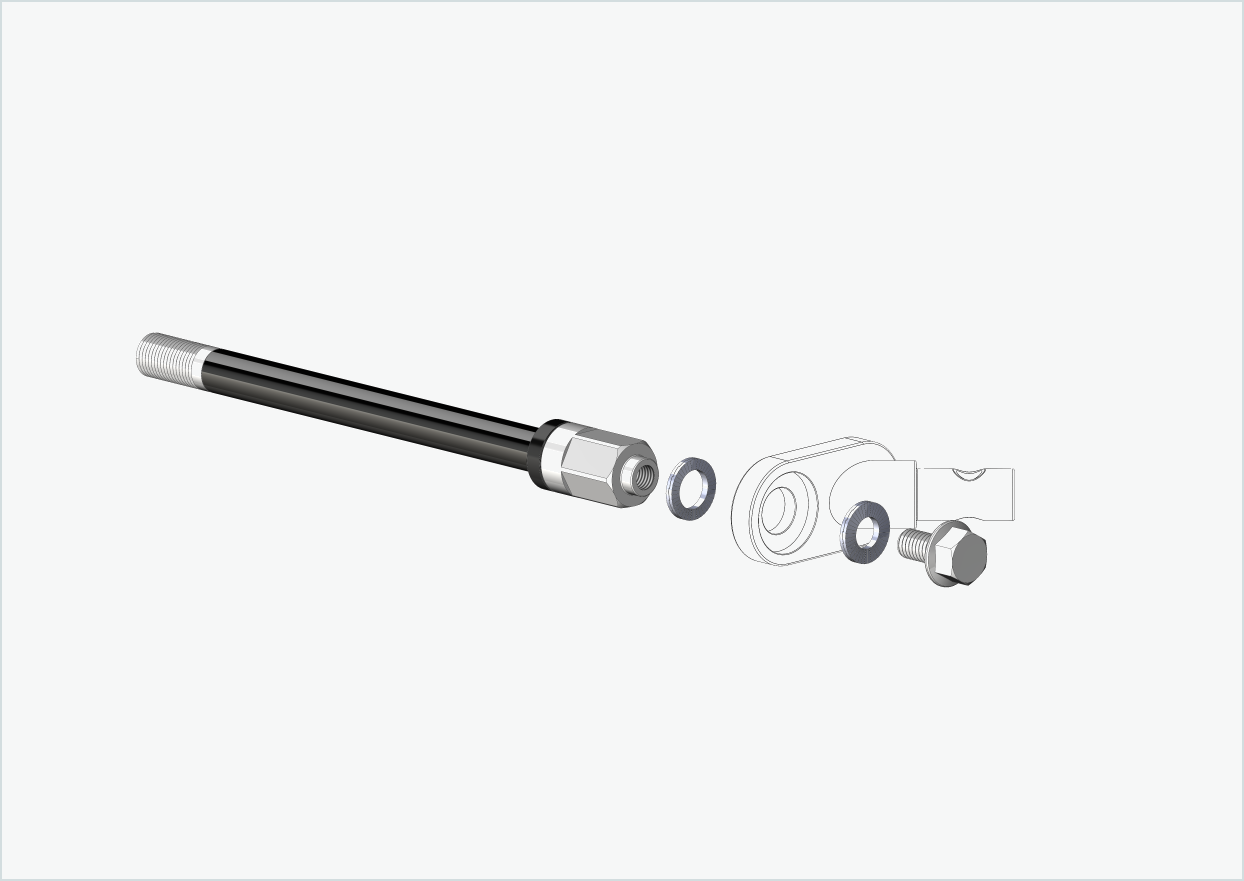 Thru axle with adapter Universal / M12 x 1.25