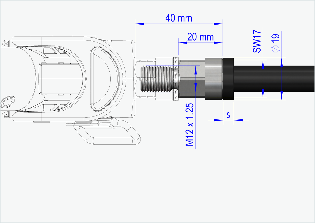 Quick-release axle with interchangeable system / M12 x 1.25