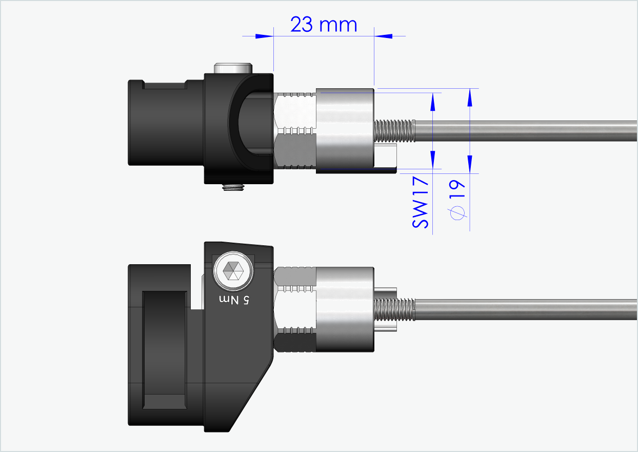 Quick-release axle with adapter for Leggero with BECCO system | clamping length 154mm - 165mm