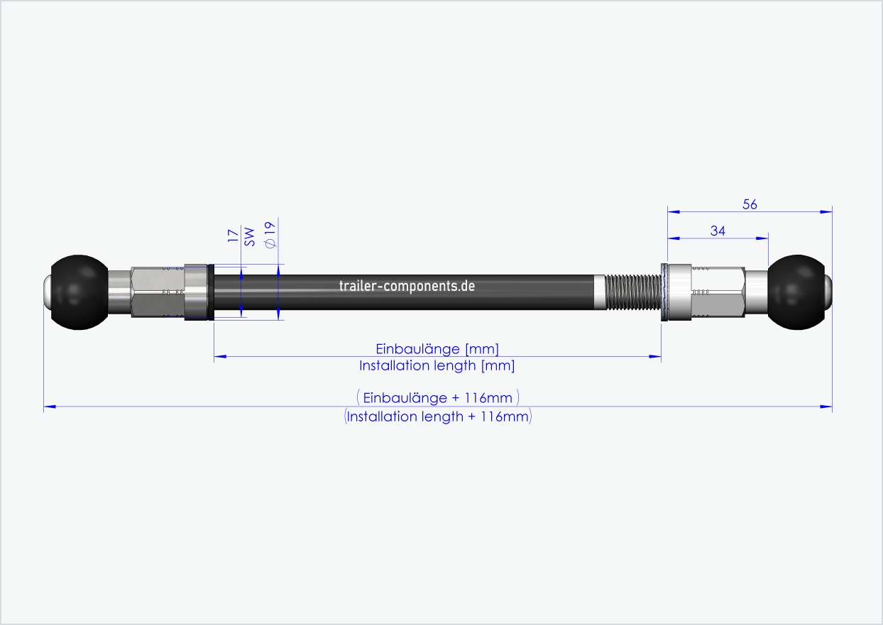 Thru axle for Burley COHO XC / M12 x 1.00