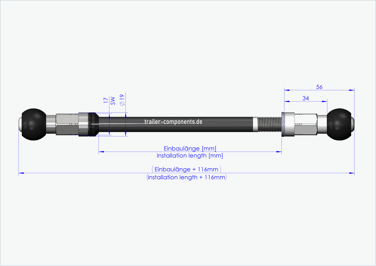 Syntace thru axle (X-12) for Burley COHO XC / M12 x 1.50