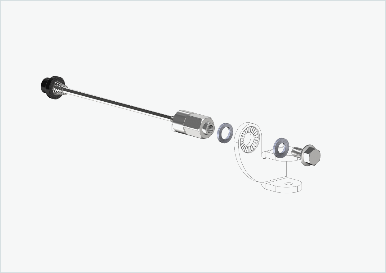 Quick-release axle with universal adapter | clamping length 154mm - 165mm