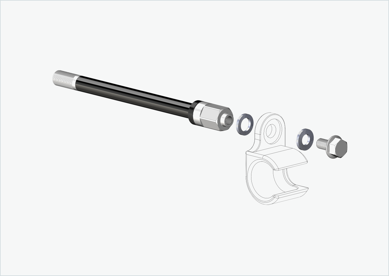 Thru axle with adapter Universal / M12 x 1.25