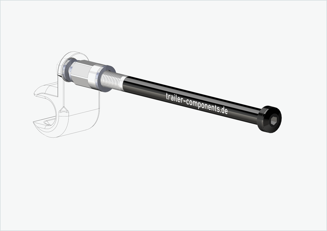 Universal thru axle with adapter for TOUT TERRAIN | for left-hand thread M12 x 1.50 - suitable for Thule, Qeridoo, Burley, Prophete, Hamax, Trixie and many more.