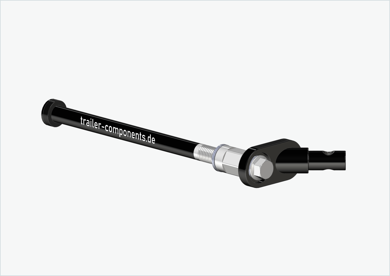 Universal thru axle with adapter for ORBEA | for left-hand thread M12 x 1.50 - suitable for Thule, Qeridoo, Burley, Prophete, Hamax, Trixie and many more.
