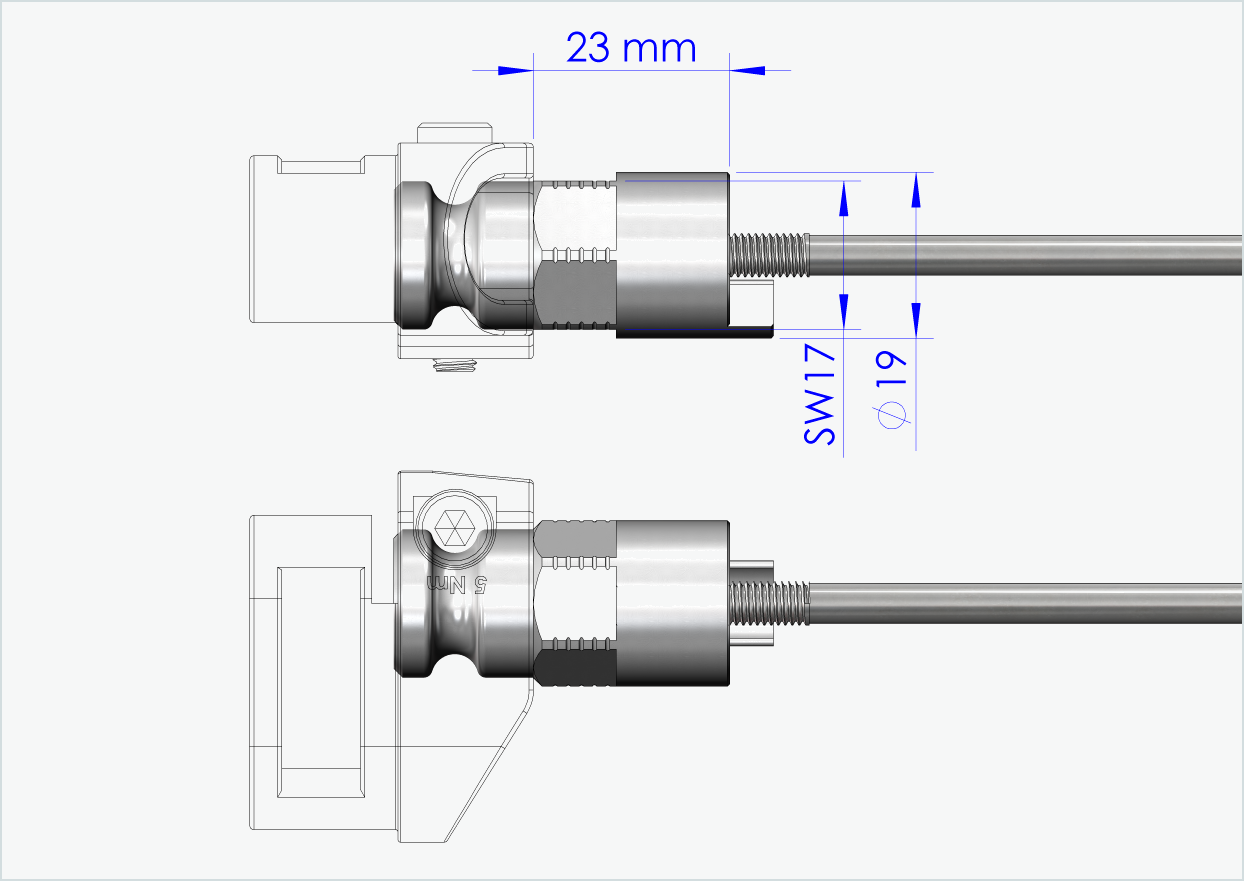 Quick-release axle with adapter for Leggero with BECCO system | clamping length 143mm - 153mm