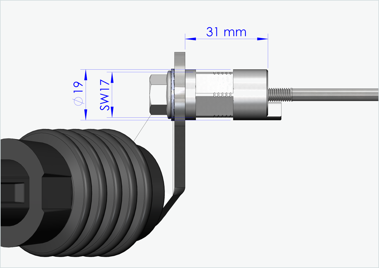 Quick-release axle with polygon adapter | clamping length 154mm - 165mm